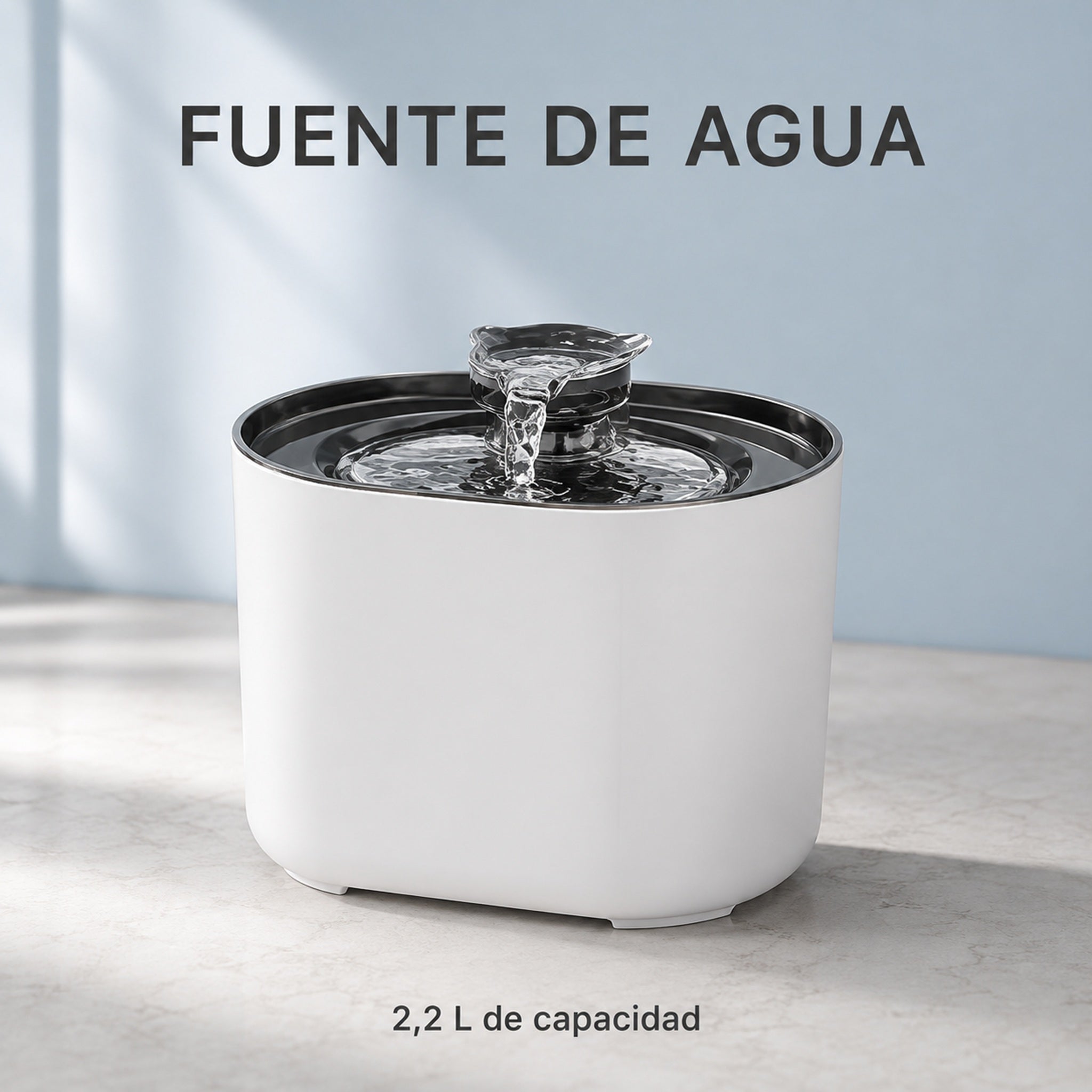 Fuente de Agua Automática para Mascotas — 2.2L Ultrasilenciosa
