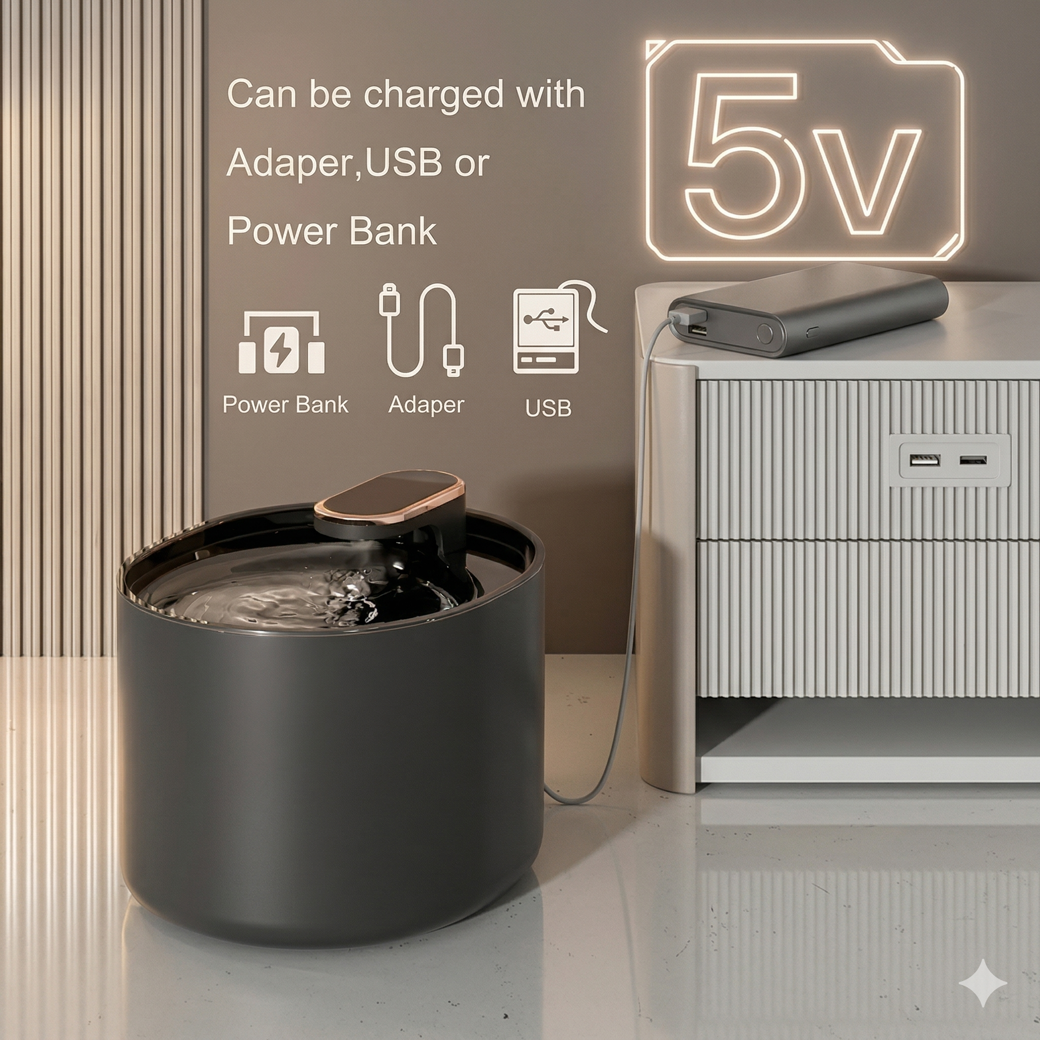 Fuente Bebedero Electrico Mascotas Luz