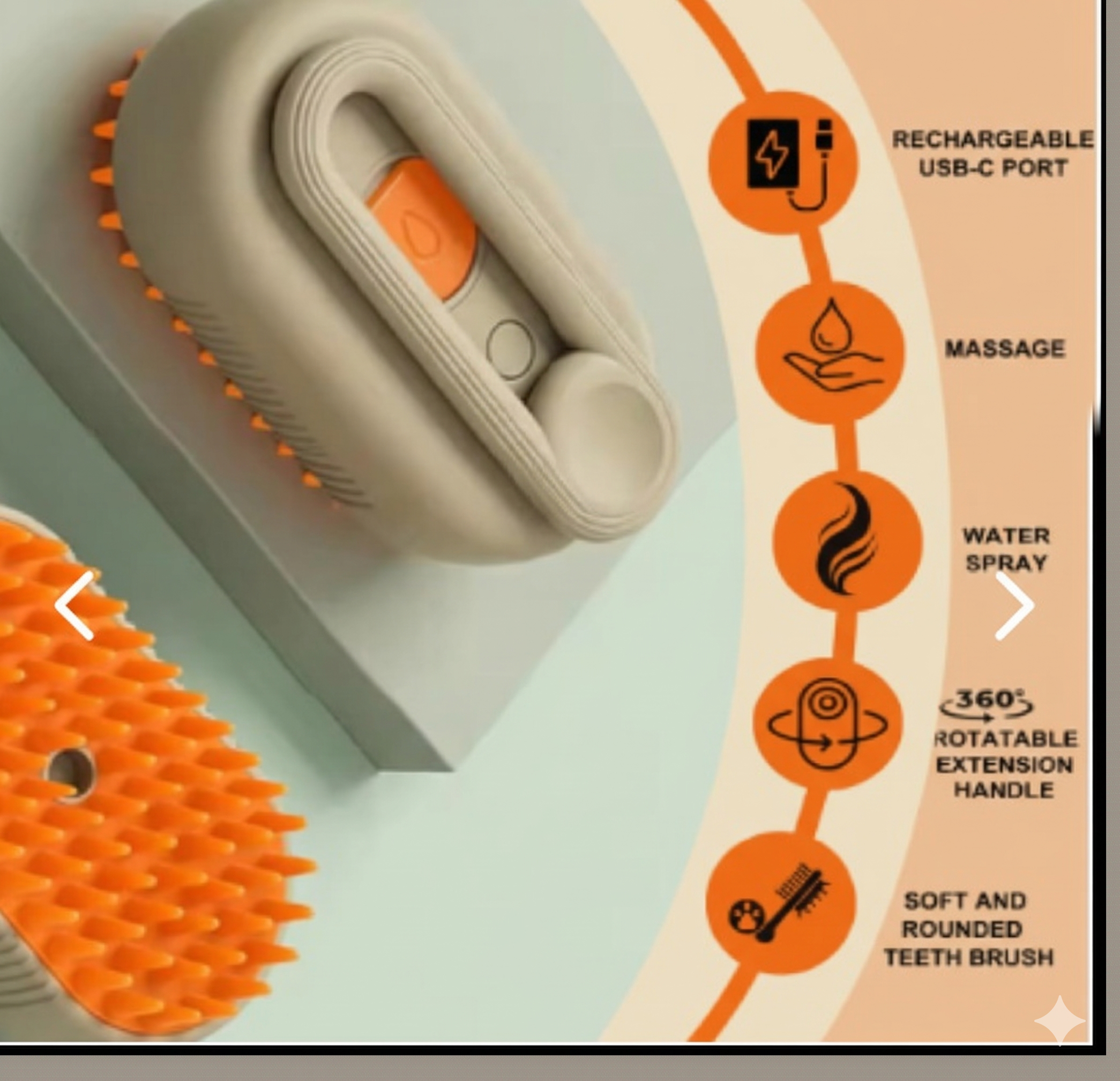 Cepillo A Vapor Para Mascotas Con Manija