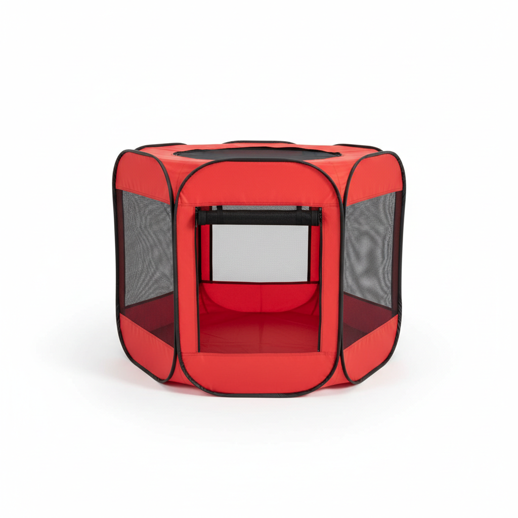 Corral plegable portátil para mascotas - Rojo