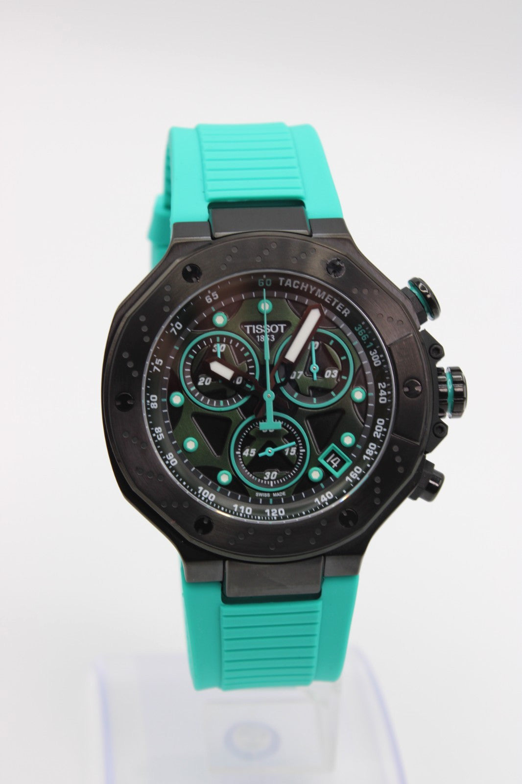 Tissot T-Race T141.417.37.051.01 Cuarzo Esfera Negra Correa Caucho Verde Hombre 45mm
