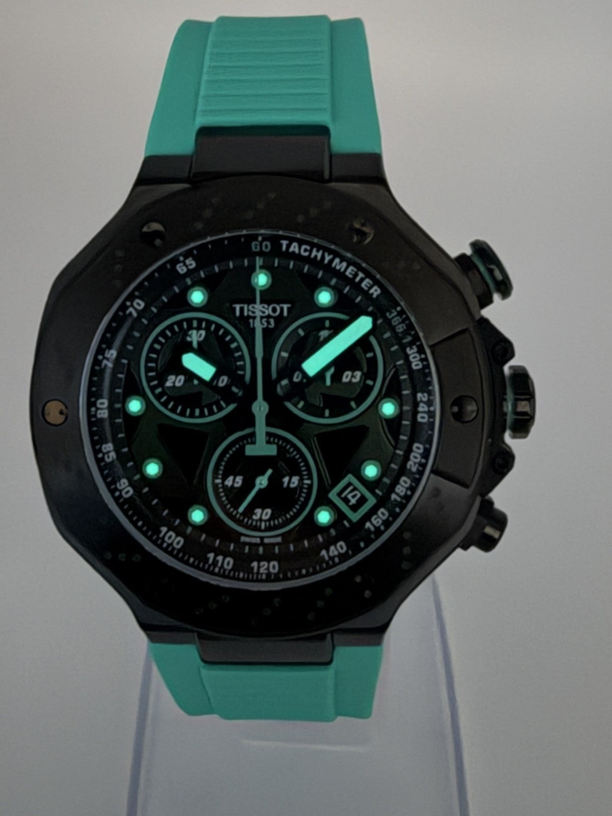 Tissot T-Race T141.417.37.051.01 Cuarzo Esfera Negra Correa Caucho Verde Hombre 45mm
