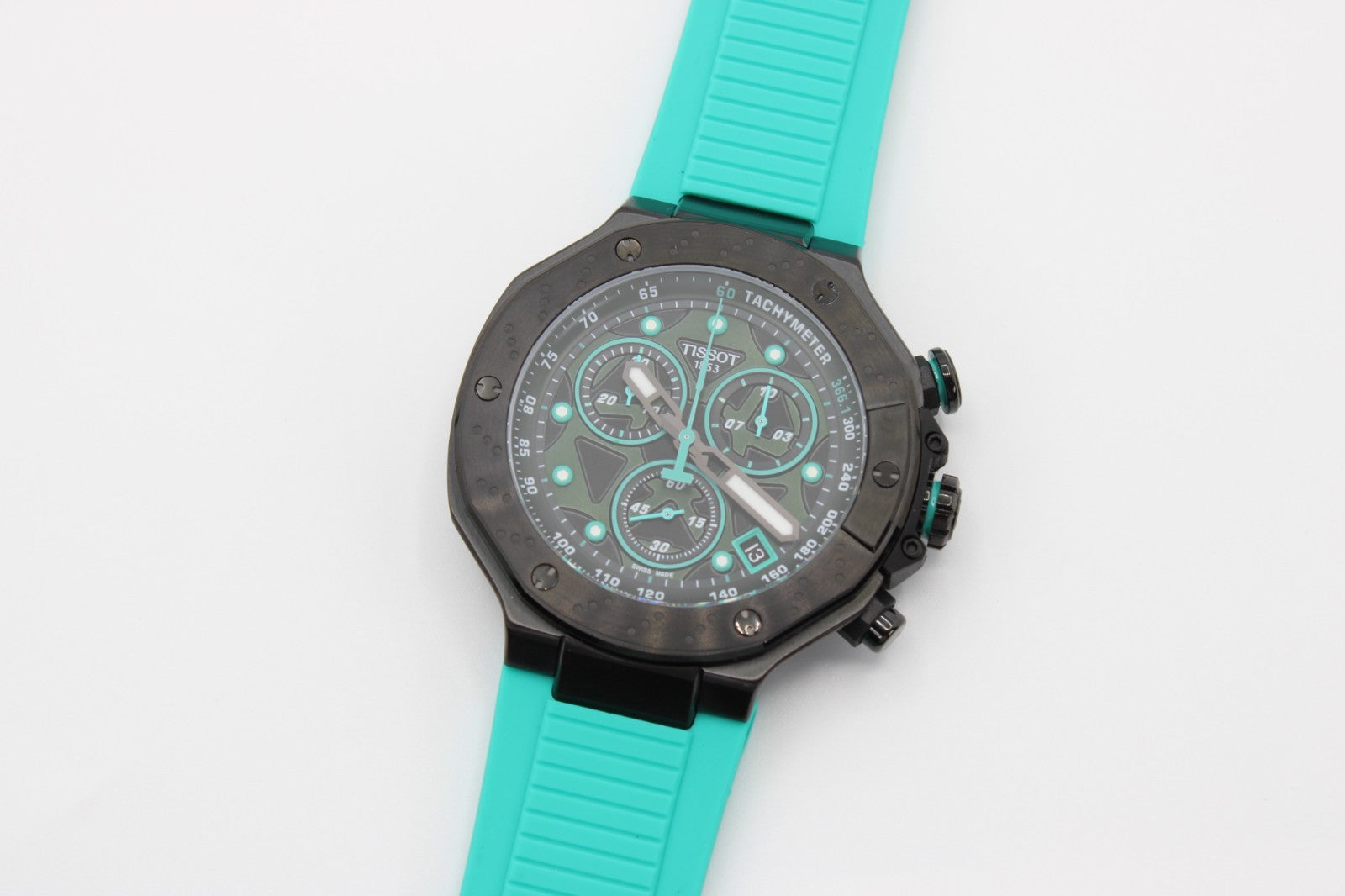 Tissot T-Race T141.417.37.051.01 Cuarzo Esfera Negra Correa Caucho Verde Hombre 45mm
