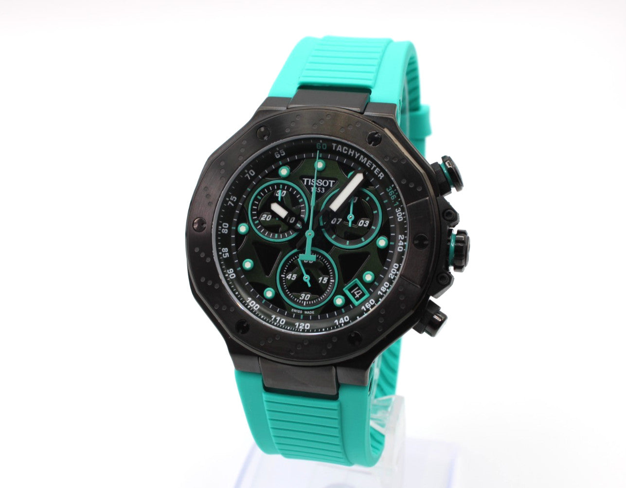 Tissot T-Race T141.417.37.051.01 Cuarzo Esfera Negra Correa Caucho Verde Hombre 45mm