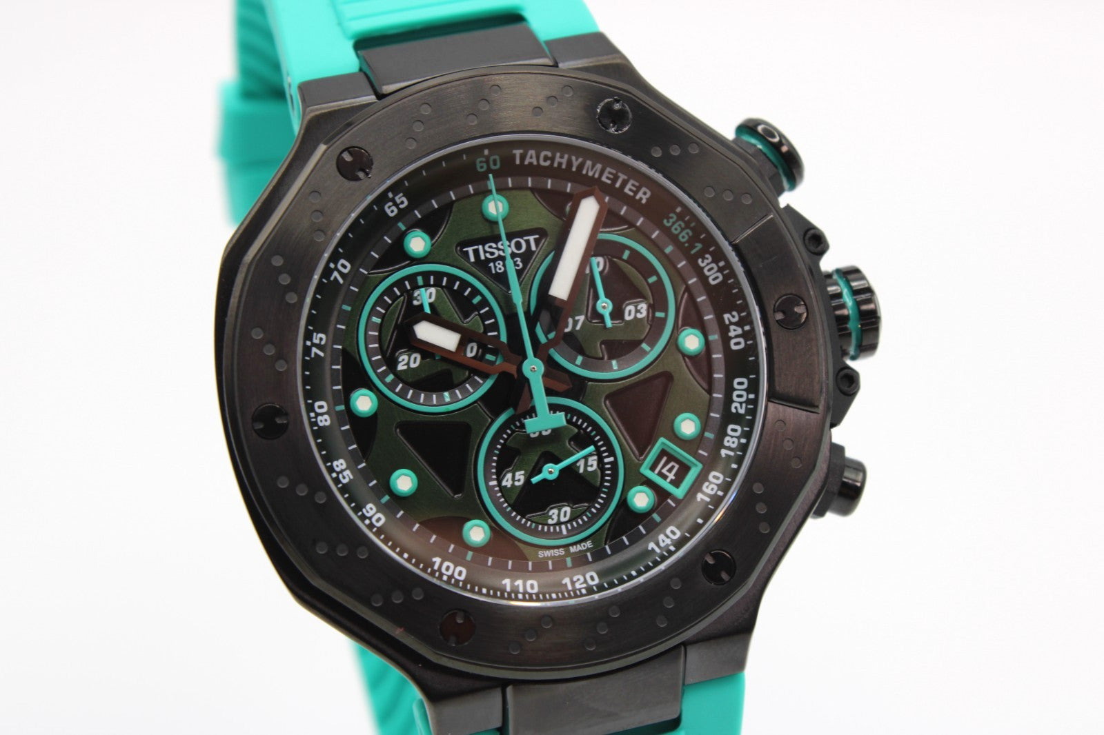 Tissot T-Race T141.417.37.051.01 Cuarzo Esfera Negra Correa Caucho Verde Hombre 45mm