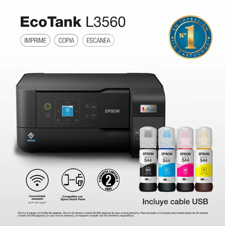 Impresora Multifuncional Epson EcoTank L3560, Wi-Fi
