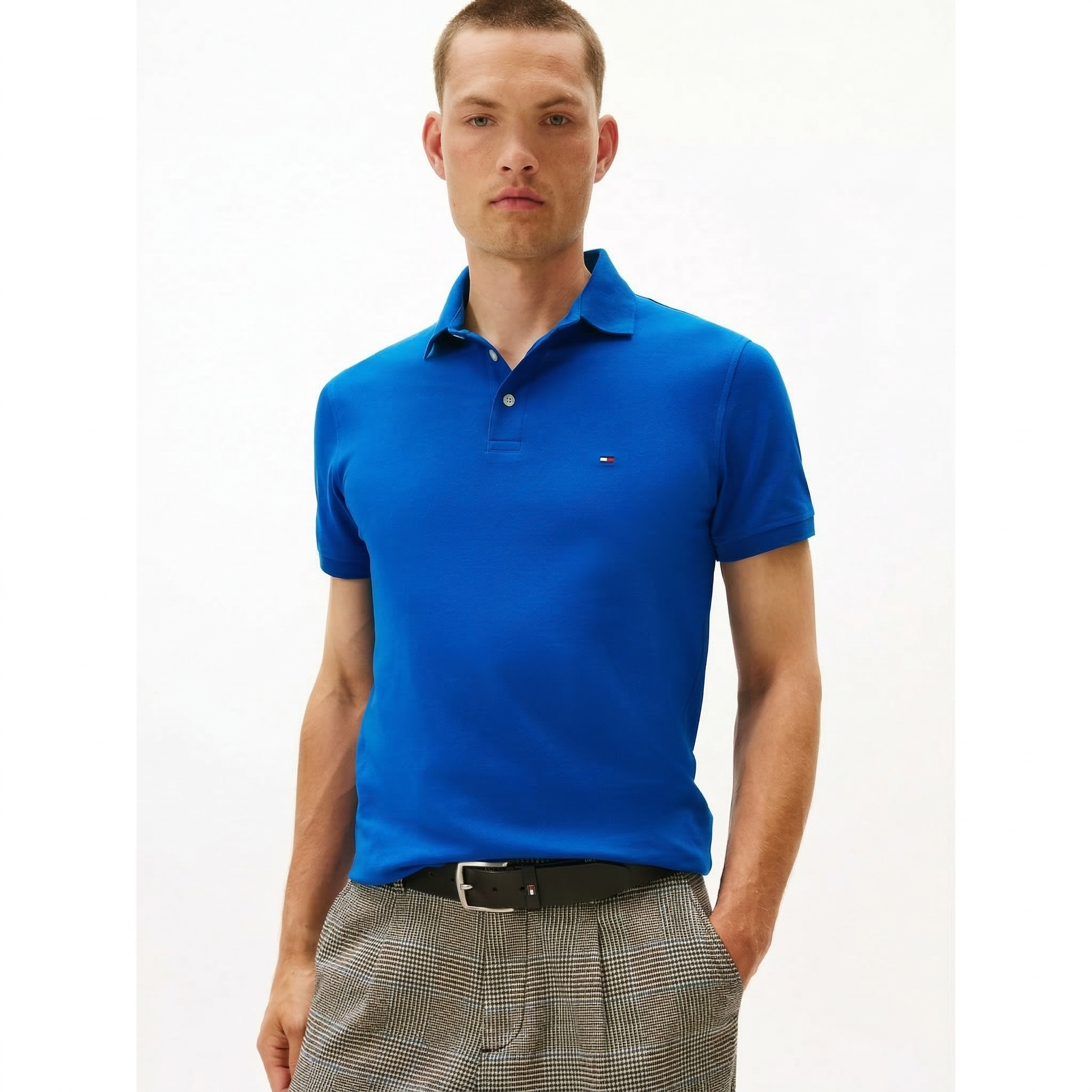 Polo de piqué elástico de corte ajustado PRODUCTO IMPORTADO