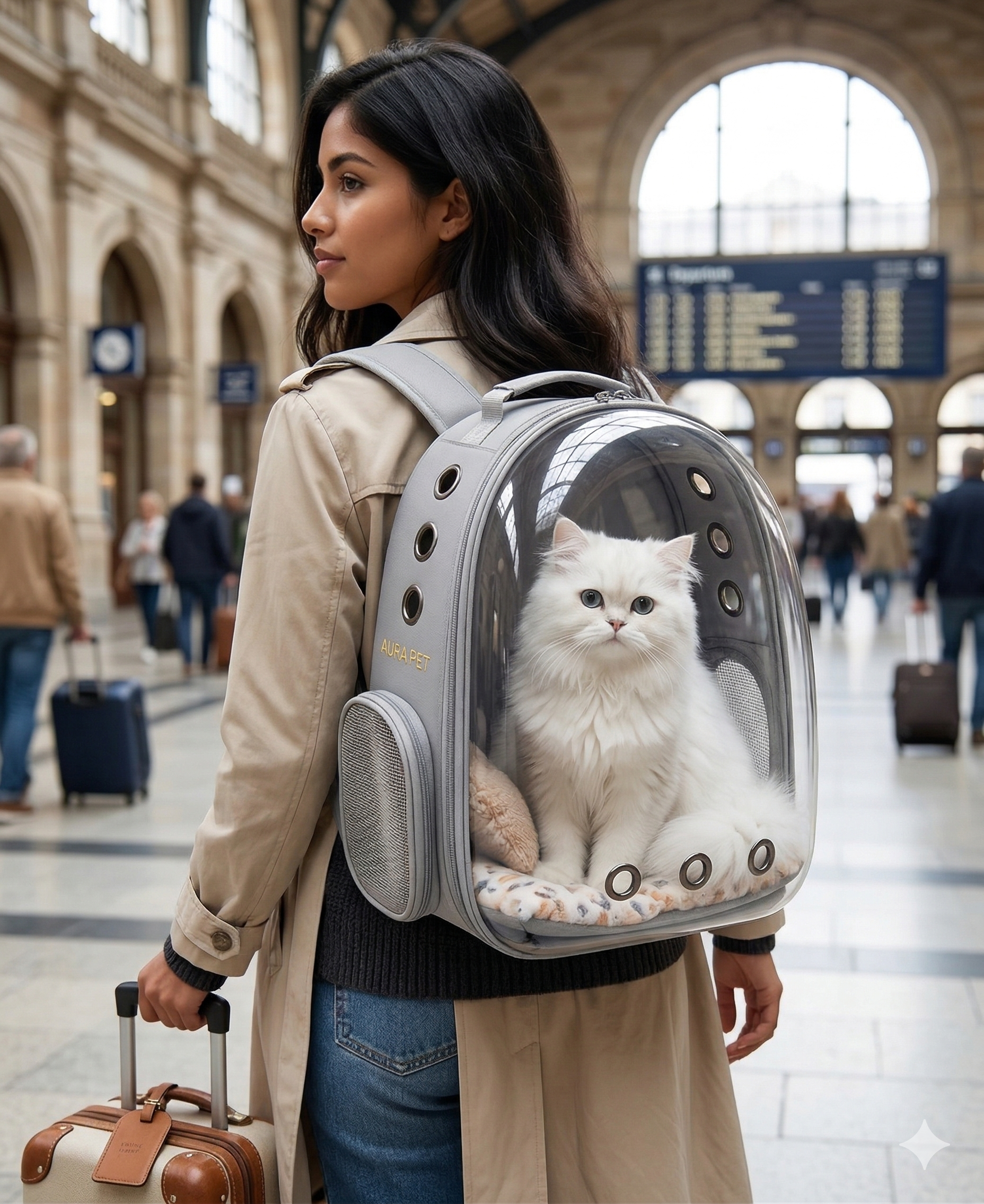 Mochila transportadora con diseño de oso