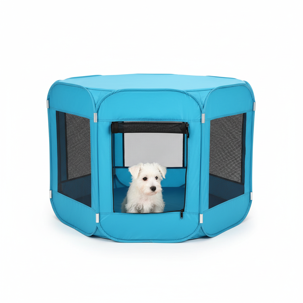 Corral plegable portátil para mascotas - Azul