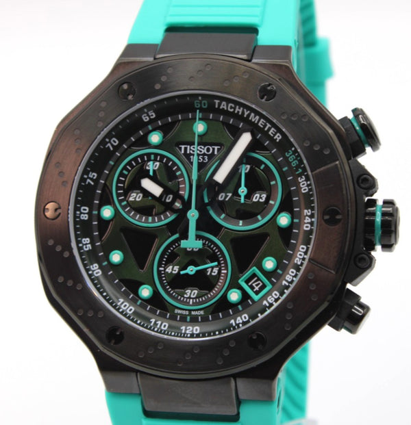 Tissot T-Race T141.417.37.051.01 Cuarzo Esfera Negra Correa Caucho Verde Hombre 45mm
