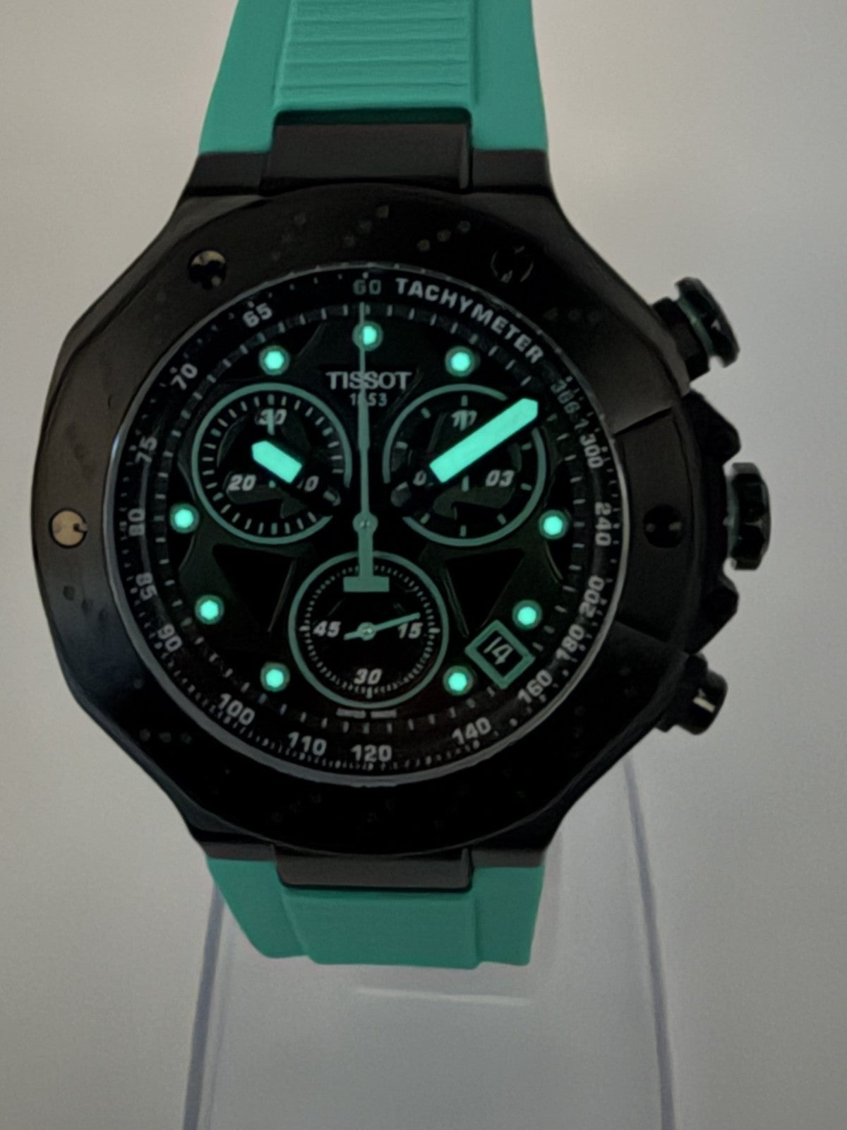 Tissot T-Race T141.417.37.051.01 Cuarzo Esfera Negra Correa Caucho Verde Hombre 45mm
