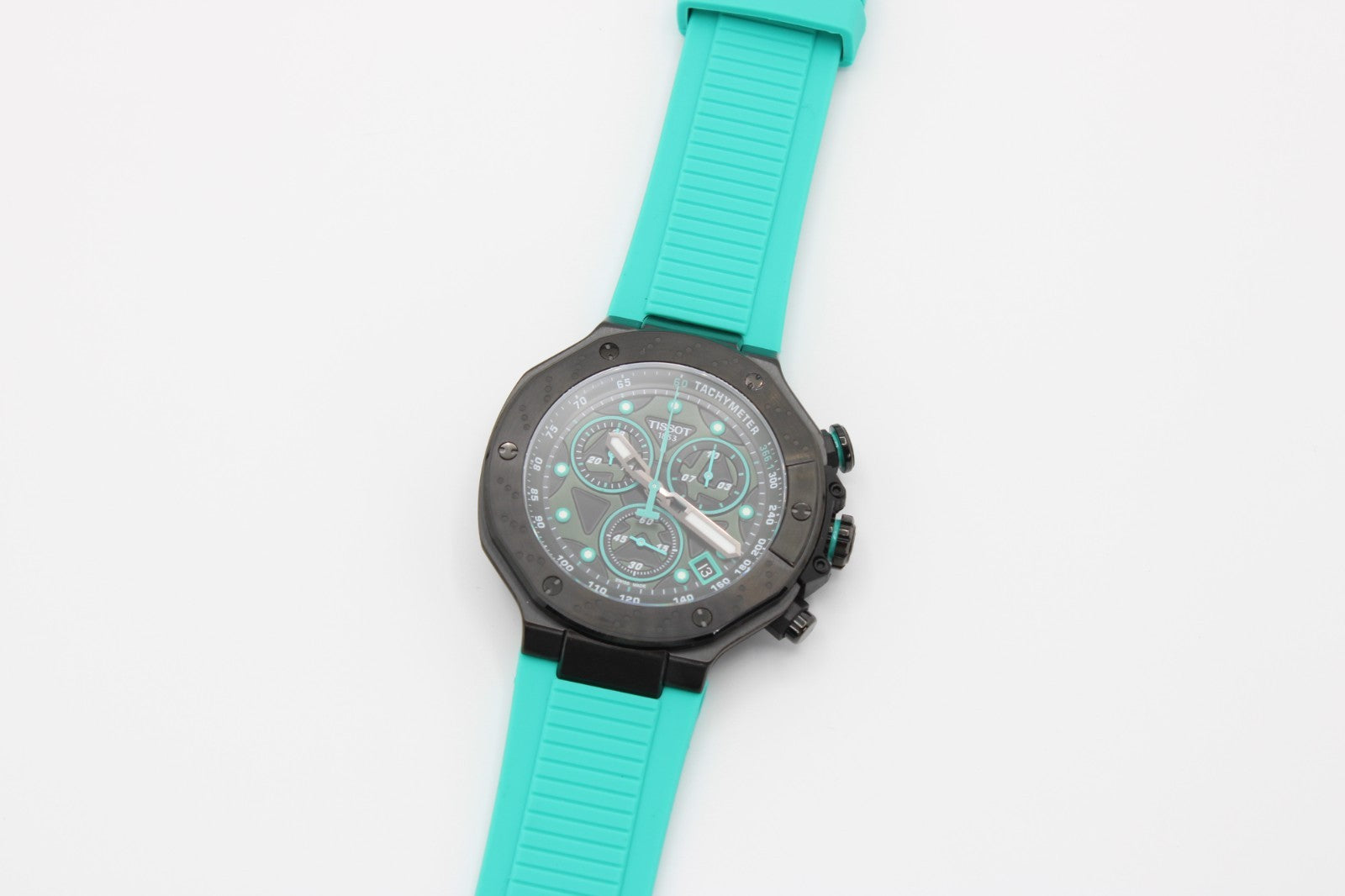 Tissot T-Race T141.417.37.051.01 Cuarzo Esfera Negra Correa Caucho Verde Hombre 45mm